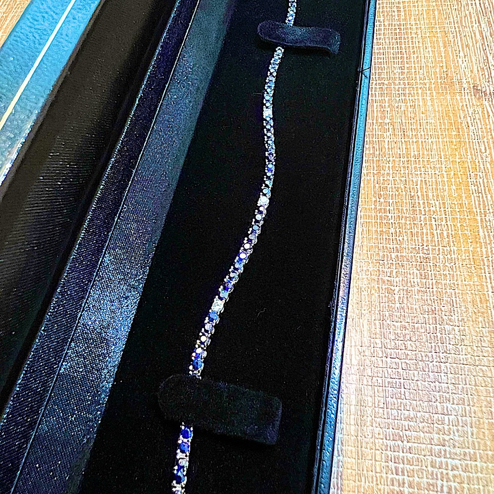 14K White Gold Sapphire and Diamond Bracelet